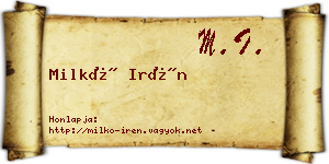 Milkó Irén névjegykártya