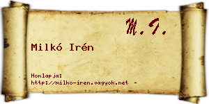 Milkó Irén névjegykártya